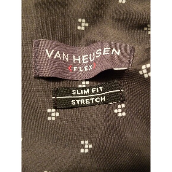 Van Heusen Men's Size XL Carbon Grey Flex Collar Slim Fit Stretch Dress Shirt - Picture 4 of 9
